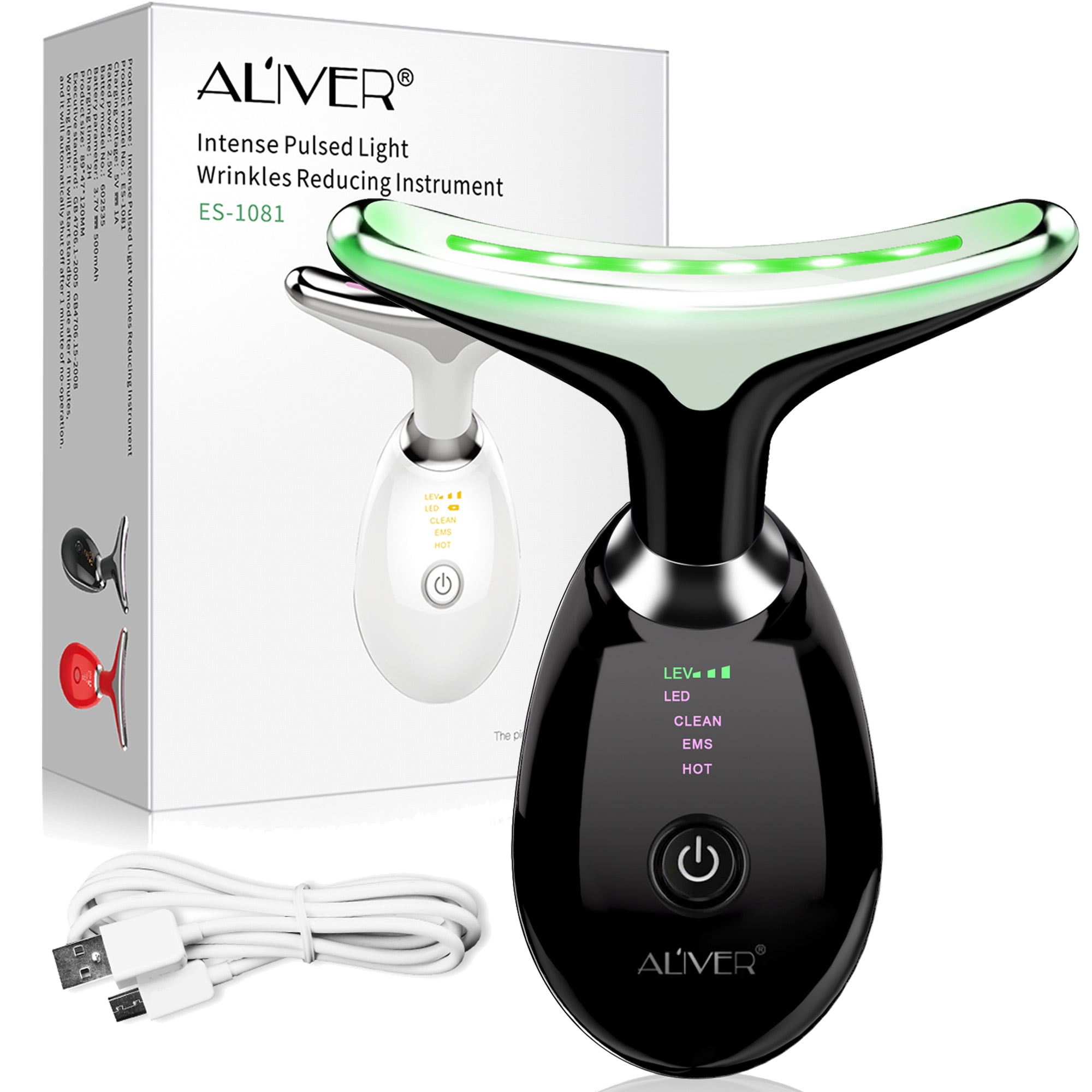 ALIVER Wrinkle Reducing Device Facial and Neck Tightening, LED EMS Neck ...