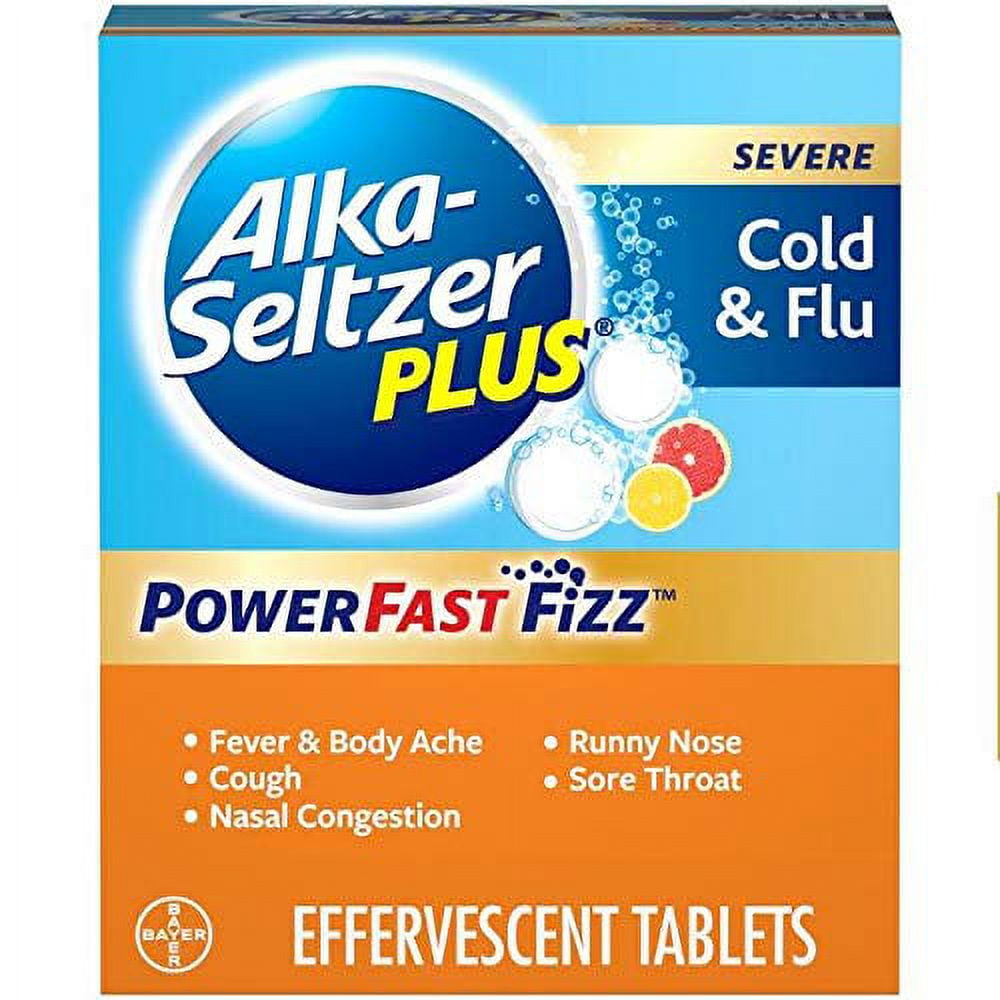 ALKA-SELTZER PLUS Severe Cold & Flu Powerfast Fizz Citrus Effervescent ...