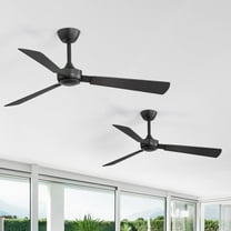 ALKAFY 52 inch 2-pack Black Modern Ceiling Fan - No Light, 6-speed, Remote, for Bedroom, Living Room & Dining Room