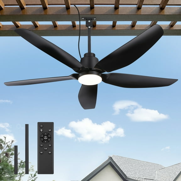 ALKAFY 52 inch Waterproof Ceiling Fan with LED Light and Remote, DC Motor, for Damp Bathroom Porch