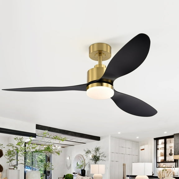 ALKAFY 52'' Modern Gold-Black LED Ceiling Fan with 3-CCT Adjustable, Remote & Reversible Motor for Chic Home Interiors