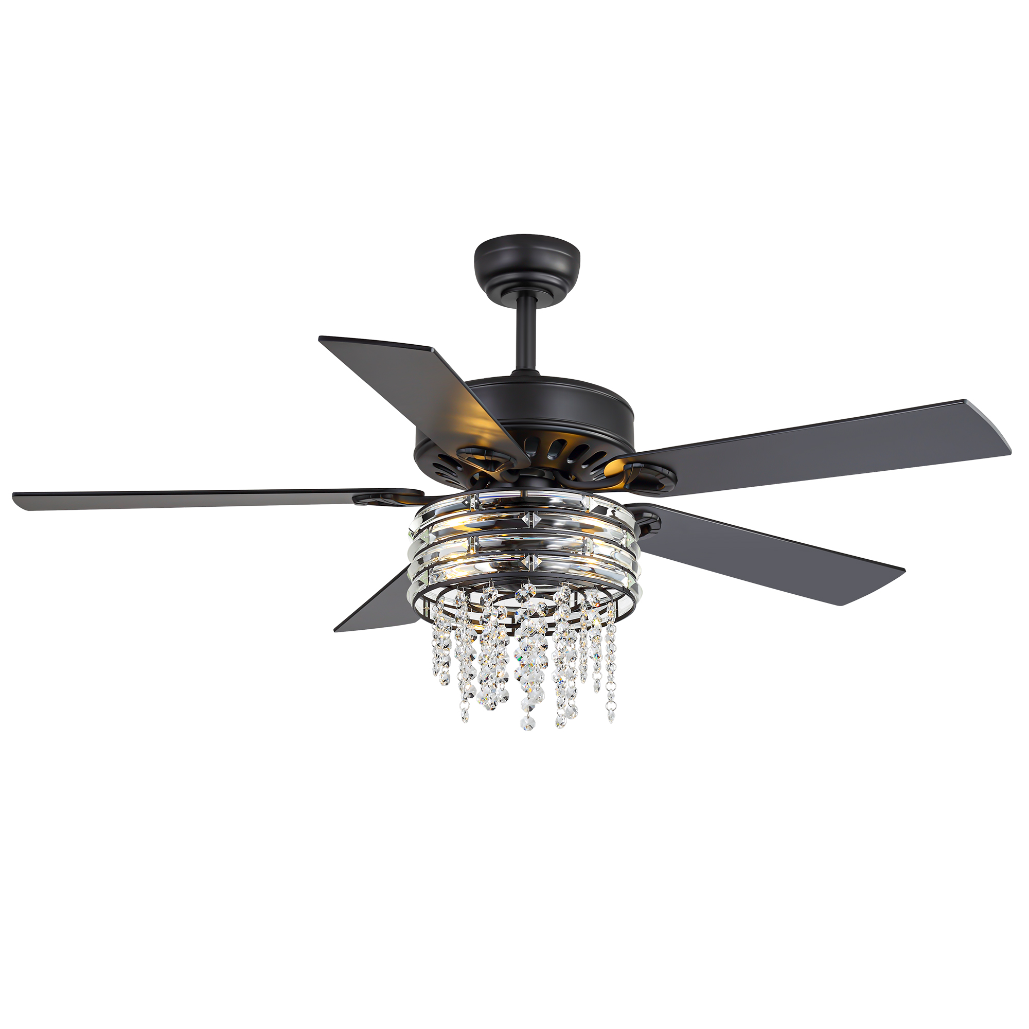 ALKAFY 52 inch Matte Black Ceiling Fan with Lights - 5 Dual-Sided Plywood Blades, 6 Speeds, Remote, for Bedroom & Living Room