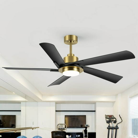 ALKAFY 60 inch Gold Plated Ceiling Fan with LED Light - 5 ABS Blades, 6 Speeds, 3 Color Temps, Remote, Bedroom/Living/Dining