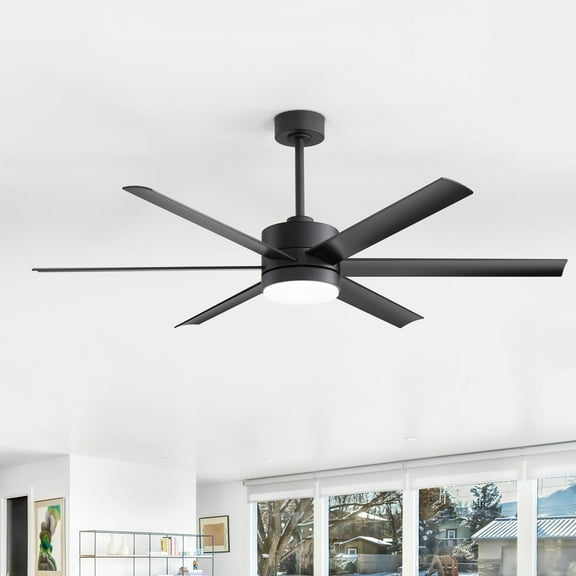 ALKAFY 60" Low Profile Ceiling Fan with LED Light, Flush Mount Smart Fan, Remote Control, Ultra Quiet DC Motor, Reversible Blades for Bedroom, Kitchen, Office, Indoor