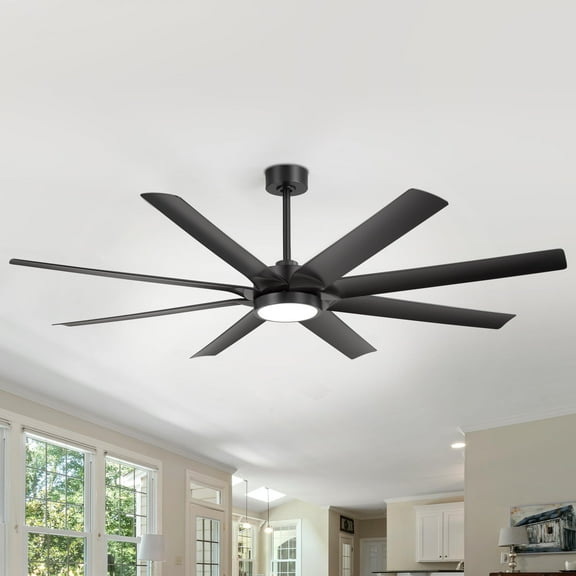 ALKAFY 72 Inch Ceiling Fan with Light and Remote Control, Large Farmhouse Indoor/Covered Outdoor Fan - Reversible DC Motor, 8 ABS Blades, for Living Room, Bedroom, Patio