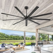 ALKAFY 84-inch Large Industrial Ceiling Fan with Remote, 9 Wood Blades, Wide Voltage Motor, for Warehouse Living Room Restaurant