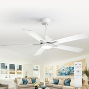 ALKAFY 52'' White LED Ceiling Fan with Remote, 3-CCT Adjustable & Reversible Motor for Home Rooms