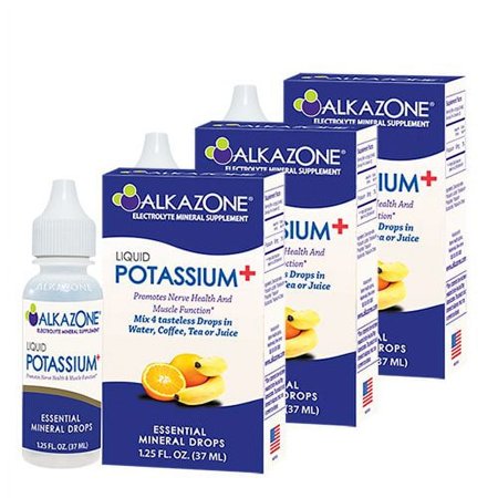 ALKAZONE Liquid Potassium+ Electrolyte Mineral Supplement 1.25 oz / 3 Packs
