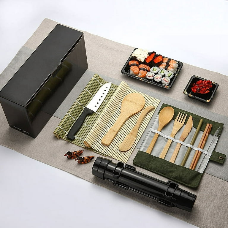 Delamu Sushi Making Kit, 20 in 1 Sushi Bazooka Roller Kit with Chef?s  Knife, Bamboo Mats, Bazooka Roller, Rice Mold, Temaki Sushi Mats, Rice  Paddle, Rice Spreader, Chopsticks, Sauce Dishes, Guide Book 