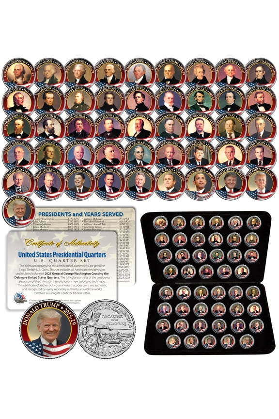 United States PRESIDENTS Washington Quarters 47-Coin Set US with BOX & COA