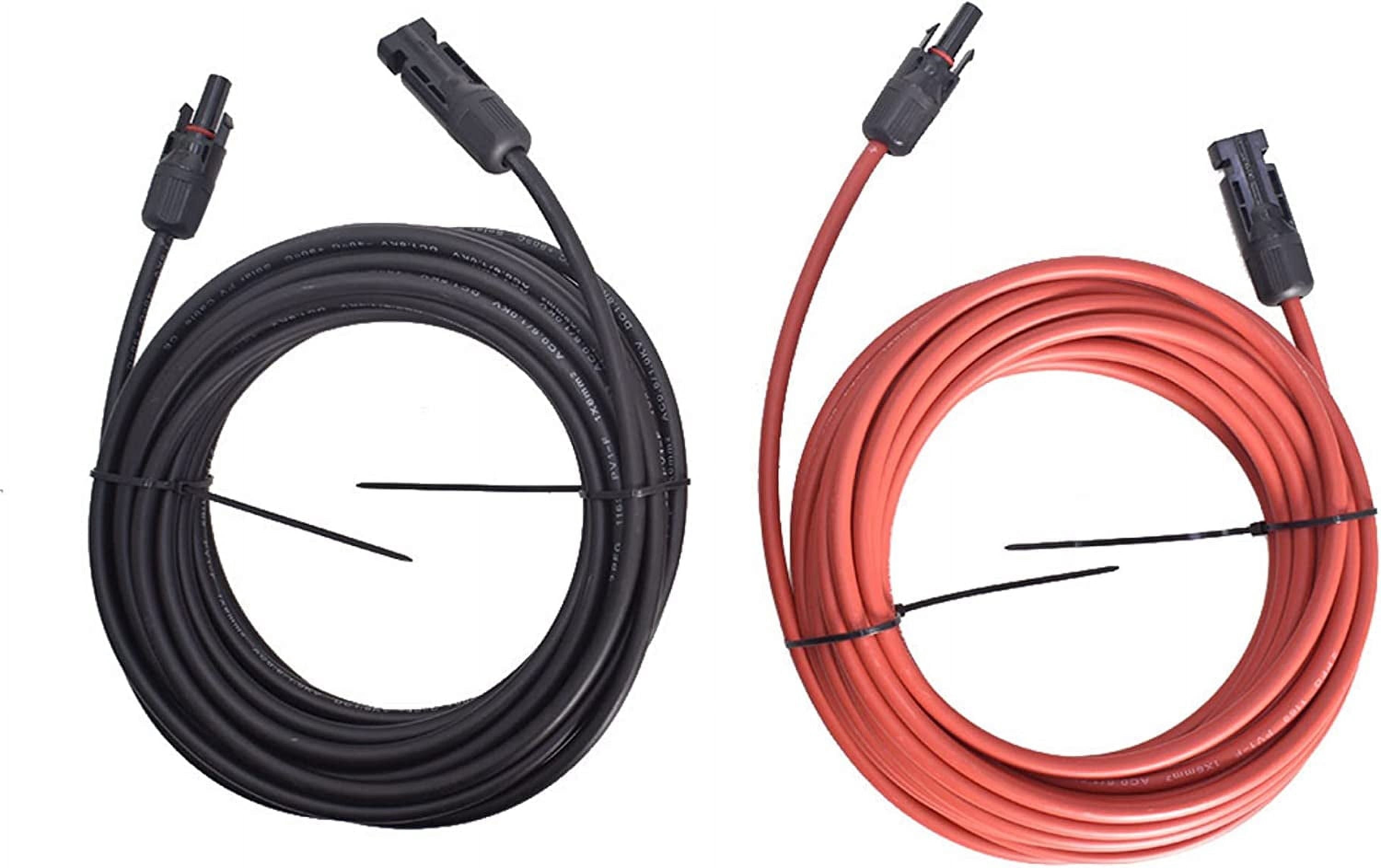 ALL-CARB 1 Pair Black + Red Solar Panel Extension Cable Wire Connector 12AWG 20FT
