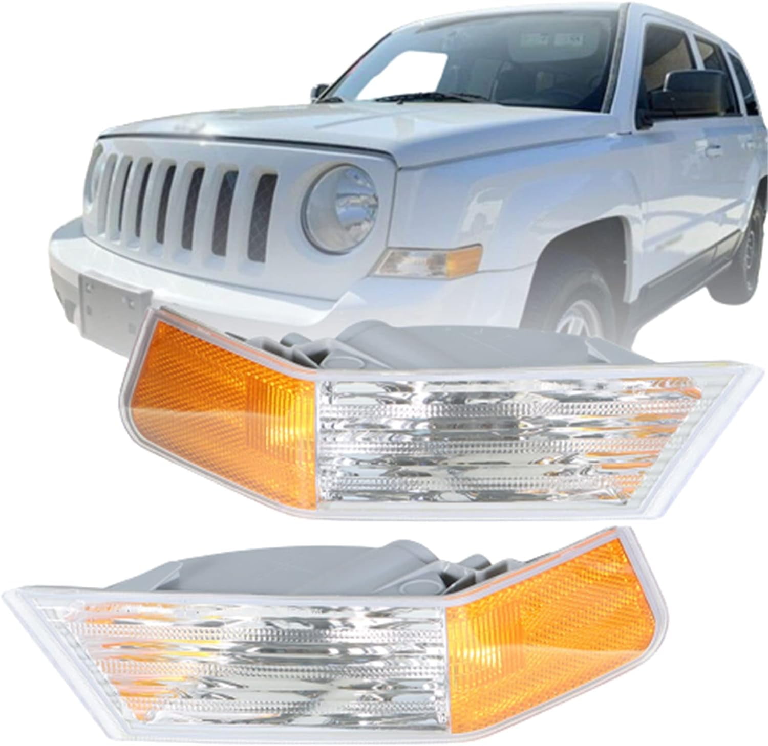 ALL-CARB 1 Pair Front Left and Right Turn Signal Lights Lamps Marker Corner Lights Replacement for Jeep Patriot 2007-2014 Driver and Passenger Side Park/Signal Lights 68004181AA 68004181AB