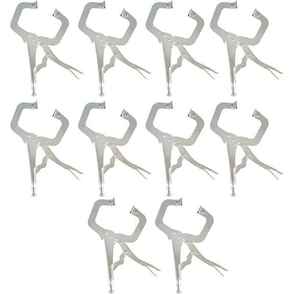 ALL-CARB 10 Pack 11 Inch Locking C-Clamp Adjustable Pliers, C-Pliers Welding Clamps Set with Swivel Pad Vise Jaws for Home & Workshop Use