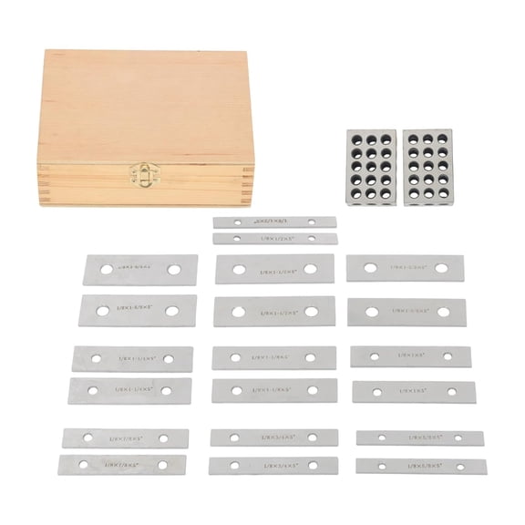ALL-CARB 10 Pair 1/8" x 5" Accuracy Steel Parallel Set and Matched 1x2x3" Blocks Hardened and Ground Tool Steel 0.0003" Parallelism for Machining, Milling, Inspection
