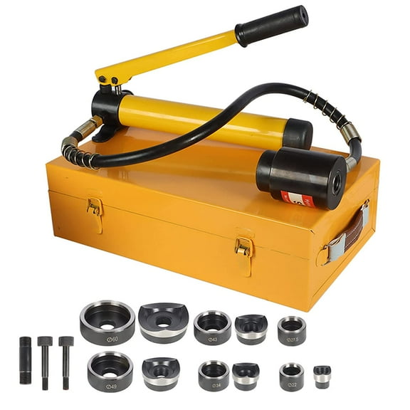 ALL-CARB 10 Ton 1/2" to 2" Hydraulic Knockout Punch Driver Tool With 6 Dies Kit