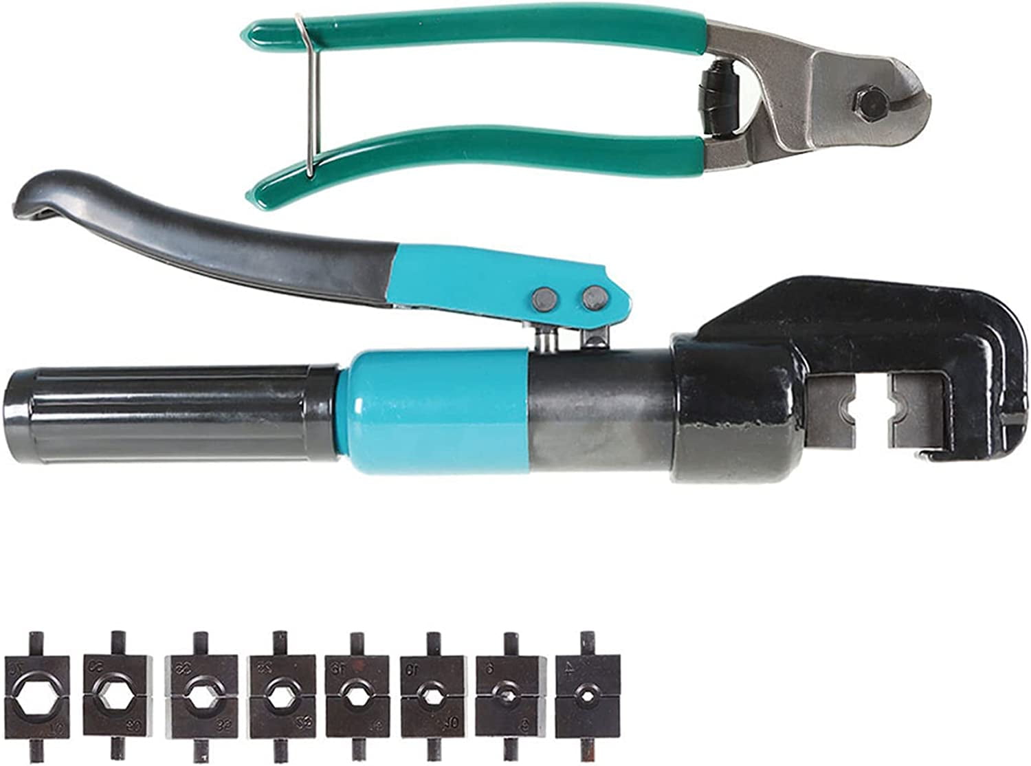 Funnerlulu Hydraulic Crimping Tool With 9 Hardened Dies, Steel