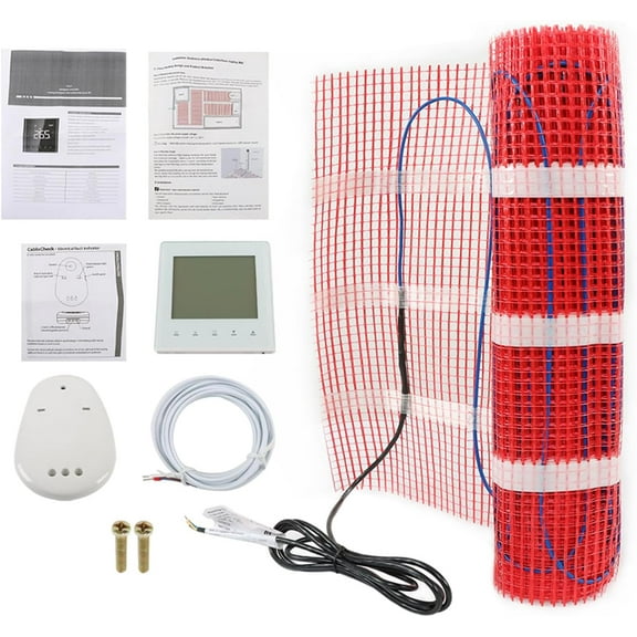 ALL-CARB 120V Electric Floor Heating System for Tile and Stone with Floor Sensing Thermostat20 Sqft Heating Mat System