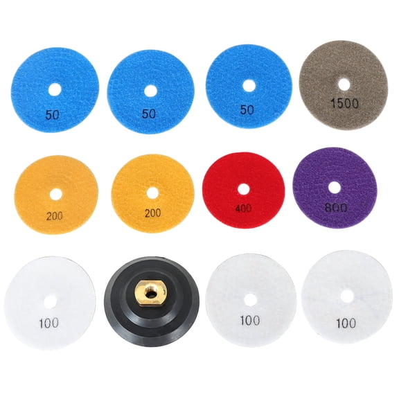 ALL-CARB 12PCS Diamond Polishing Pads Wet Dry 4 Inch Set Kit For Granite Concrete Marble
