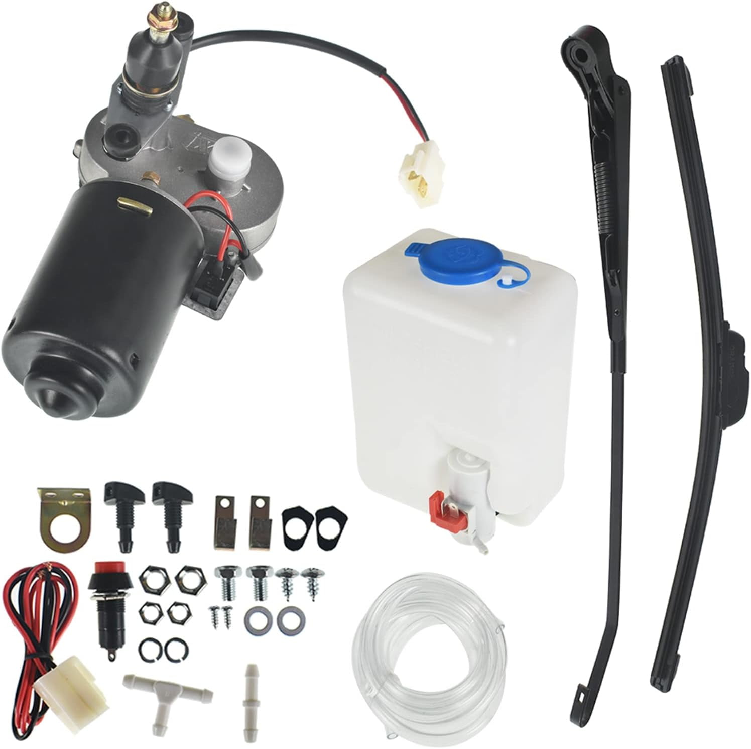 ALL-CARB 12V Electric Motor Universal UTV Windshield Wiper Kit with Windshield Washer Pump Kit Replacement for Golf Cart UTV Polaris Ranger RZR 900 1000 Turbo Can Am X3 etc