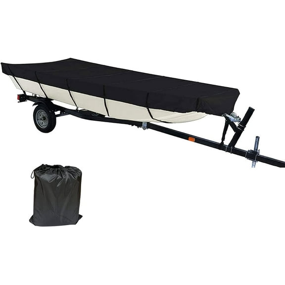 ALL-CARB 12ft 14ft 16ft 18ft Waterproof Heavy Duty Towable For Jon Boat Cover Black 600D