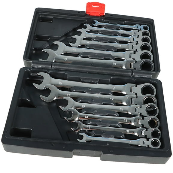 ALL-CARB 12pc Wrench Combination Spanner Tool Set 8-19mm Metric Flexible Head Ratcheting