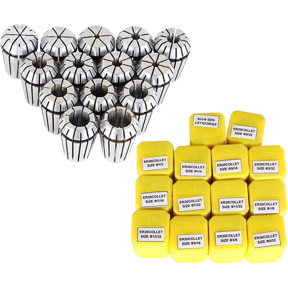 ALL-CARB 14PCS ER20 Spring Collet Set, Collet Chuck Set Gripping Range 1/16 Inch to 1/2 Inch, for Super Precision for CNC Milling Lathe Tool and Workholding Engraving Machines