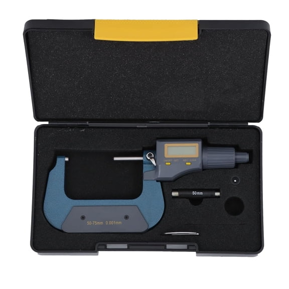 ALL-CARB 2-3 Inch (50-75mm), Resolution 0.001mm / 0.00005" Digital Electronic Outside Micrometer Carbide Tip, Solid Metal