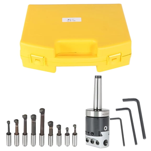 ALL-CARB 2 Inch Boring Head MT2 Shank 9Pcs 1/2 Inch Rod Boring Bar Set for Machining with Plastic Box