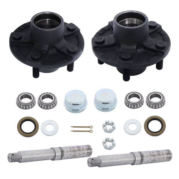 ALL-CARB 2 Sets 5 on 4.5 Trailer Hub Kit and 1 Round BT8 Spindle with Trailer Bearing Kit Replacement for 2000 lb Axles