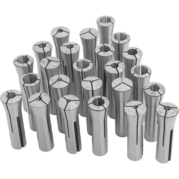 ALL-CARB 24 Pcs Precision R8 Round Collet Set 1/8" to 7/8" for CNC Machining, Milling, and Drilling