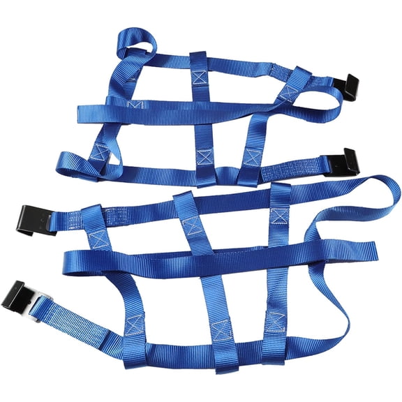 ALL-CARB 2PCS Blue Heavy Duty Tire Binding Belt Flat Hook Basket Belt 10000 Breaking Strength with Handbag Replacement for Trailer Truck Flatbed 14inch - 17inch Tire