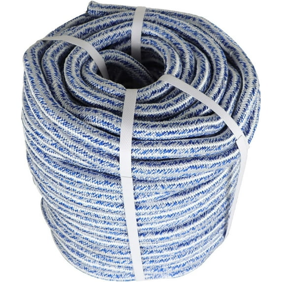 ALL-CARB 3/4 Inch x 150 FT 24 Strand Braided Rope Blue and White 20000 LB Tensile Strength Planting Trees Camping Swings