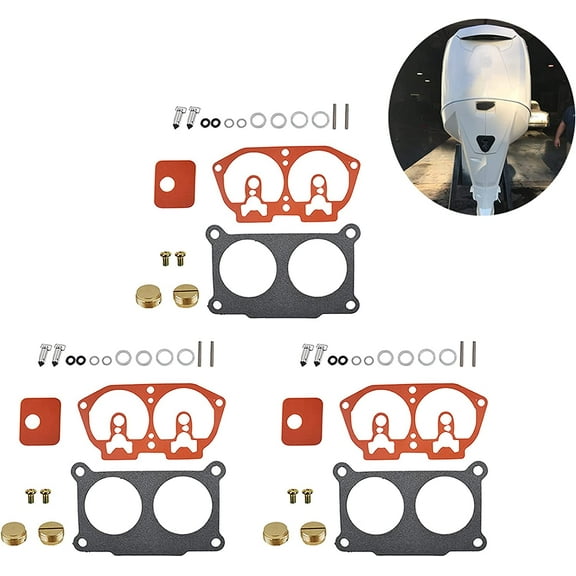 ALL-CARB 3 Pack Carburetor Rebuild Kit Replacement for Johnson V6 150 155 175 185 200 235 HP