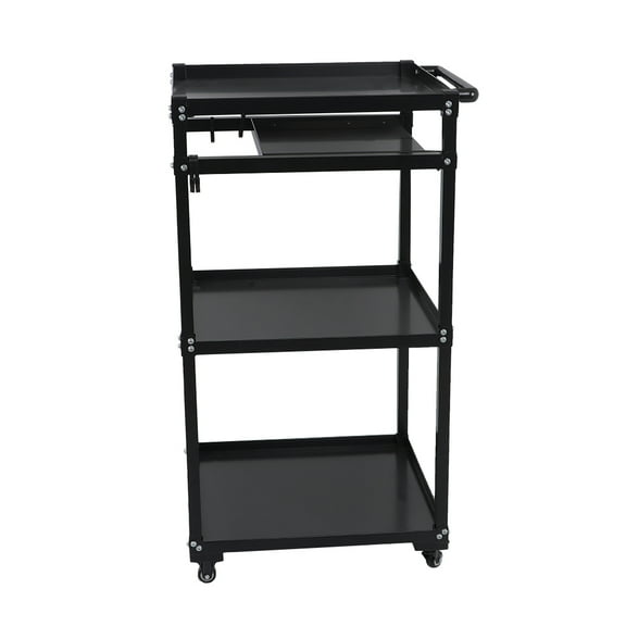 ALL-CARB 3 Shelves Aluminum AV Utility Cart With Keyboard Tray Height Adjustable Height