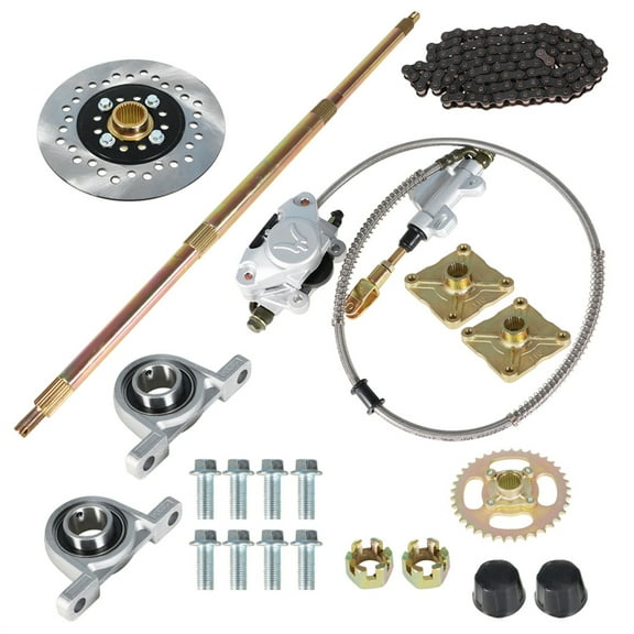 ALL-CARB 32" Go Kart ATV Rear Axle Assembly Kit Shaft + Hub+ Chain+ Brake Master Cylinder
