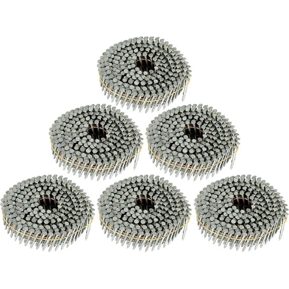 ALL-CARB 3600 Count Siding Nails 1-1/4 x .092 Inch Collated Wire Coil 15 Degree Full Round Head Ring Shank Hot-Dipped Galvanized Framing Nails