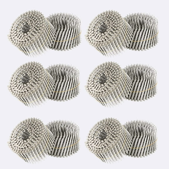ALL-CARB 3600 Count Stainless Steel Coil Roofing Ring Shank Siding Nails 15-Degree Collated Wire Coil 1-3/4 Inch, 0.09 Inch Ring Shank, Small Cap Coil Stud Siding Nails