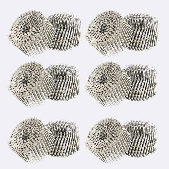 ALL-CARB 3600 Count Stainless Steel Coil Roofing Ring Shank Siding Nails 15-Degree Collated Wire Coil 1-3/4 Inch, 0.09 Inch Ring Shank, Small Cap Coil Stud Siding Nails