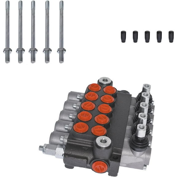 ALL-CARB 3600 PSI 5 Spool Hydraulic Directional Double Acting Control Value 11GPM, SAE Ports, Monoblock Valve Joystick for Tractor Loader