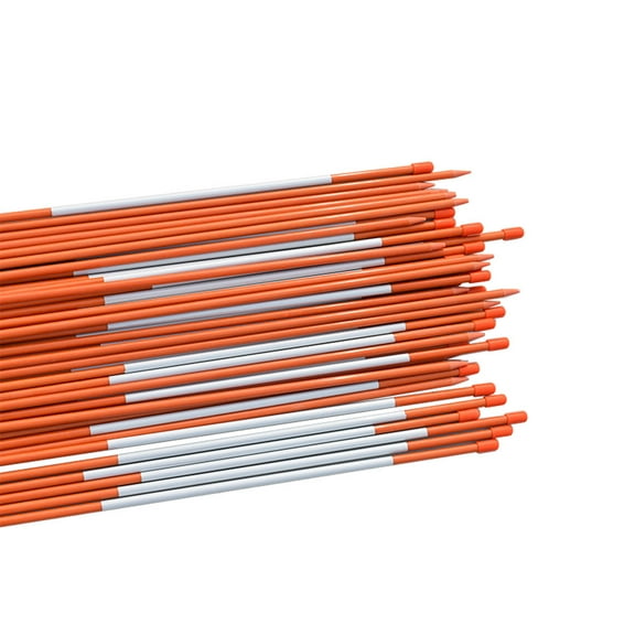 ALL-CARB 48" Inch Snow Stakes Driveway Markers Poles Snow Plow Stakes Fiberglass 5/16 Inch Diameter Orange with 9.8" Reflective Tape Fit for Driveway Mark Snow Plow Parking Lots 50pcs