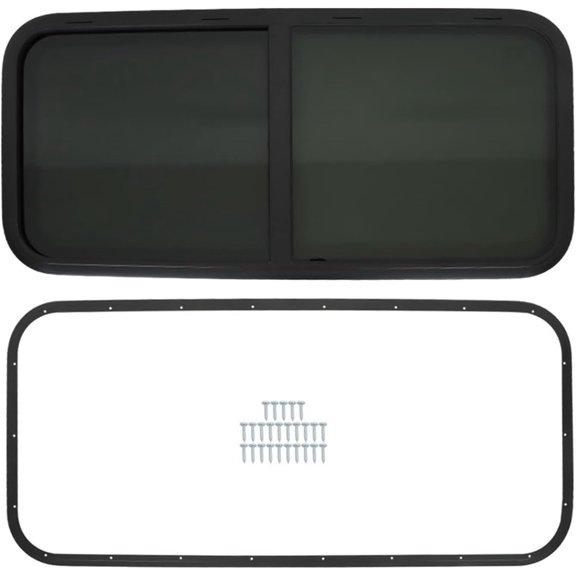 ALL-CARB 48W x 22H Aluminum Alloy Tempered Glass Window Horizontal Slider RV Window Cargo Trailer W/ Screen Black