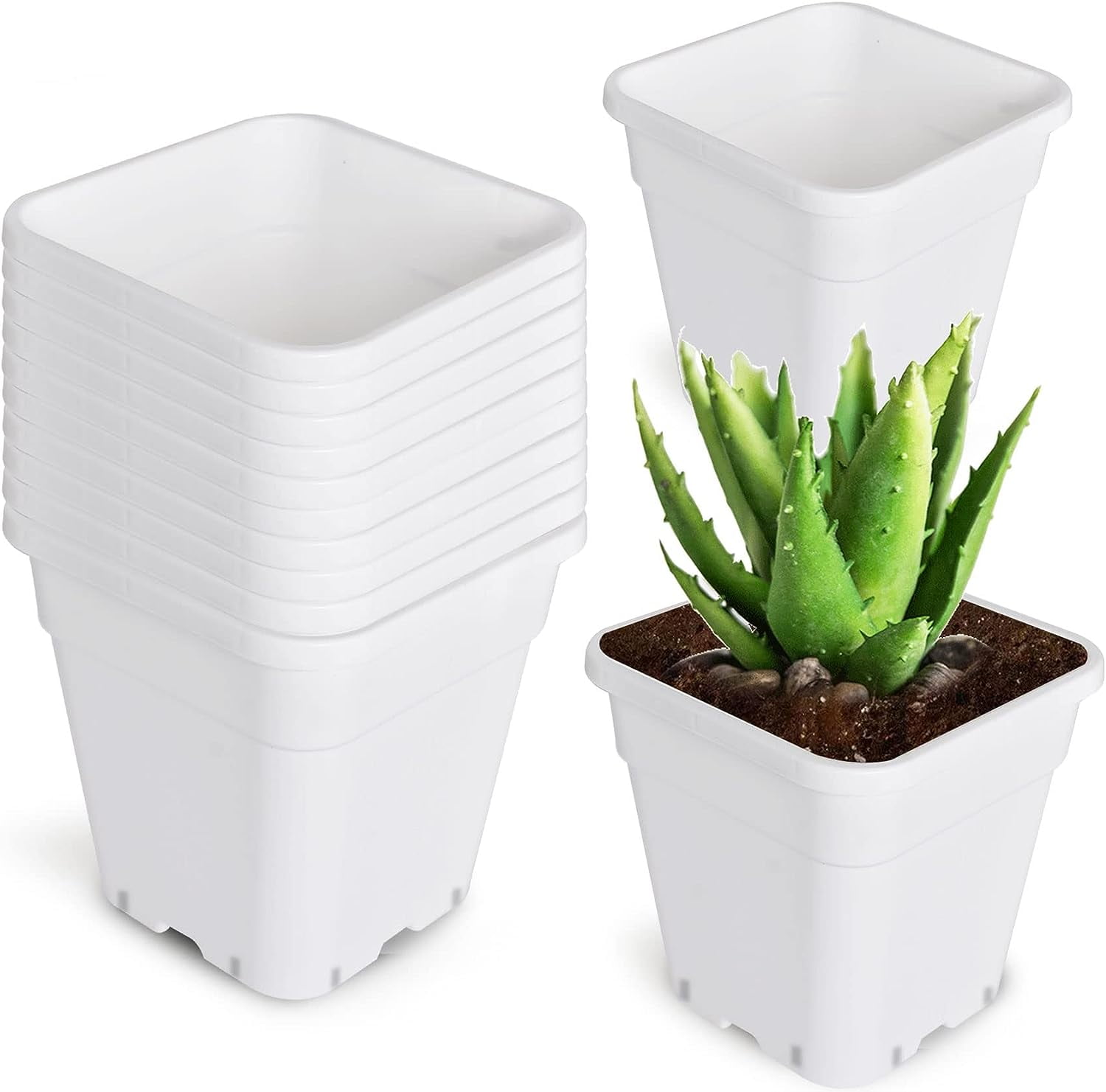 ALL-CARB 5/10PCS Re-usable Square Nursery Pot 10 Gallon Plastic Grow Pots  Plant 5/10Pack