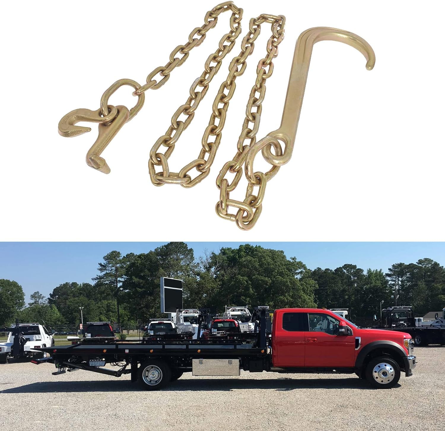 ALLCARB 5/16 Inch x 6 FT Grade 70 Tow Chain J Hook Mini R Hook