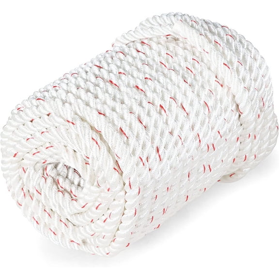 ALL-CARB 5/8 in Braid Polyester Rope Bull Rigging High Force Polyester Rope 150 FT White Grey Blue