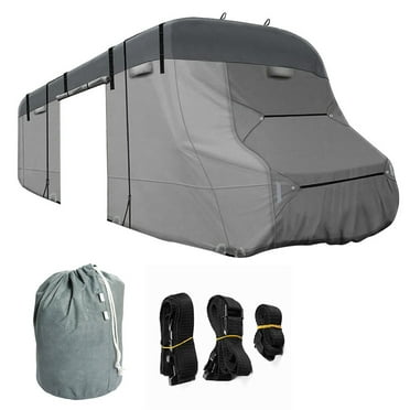 ALL-CARB 6 Layers Top Class C RV Cover Windproof Camper Cover Replacement for 23-26 Motorhome with 4 Tire Covers, Gutter Cover