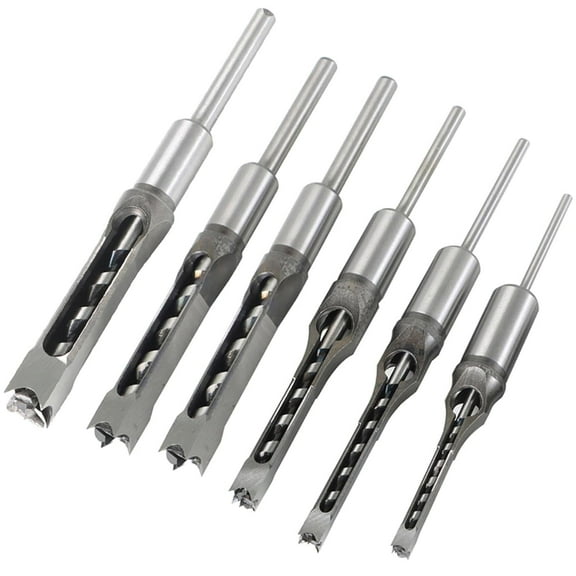 ALL-CARB 6 PCS Square Hole Drill Bits Woodworking Saw Tenon Drill Bit Kit 1/4in 5/16in 3/8in 1/2in 9/16in 5/8in Different Sizes