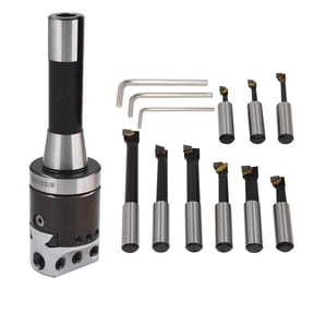 ALL-CARB 9 Pcs 2" Boring Head R8 Shank 1/2" Carbide Boring Bar Set Milling for Bridgeport