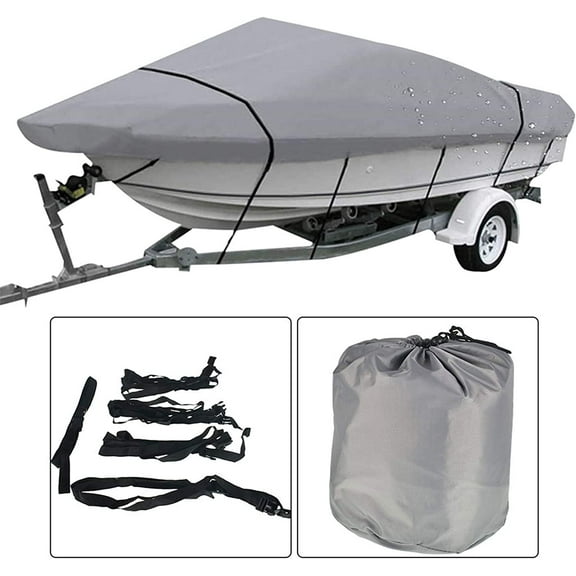 ALL-CARB Boat Cover Waterproof Heavy Duty 210D Trailerable Boat Cover 20-22 FT Boat Cover Fits for V-Hull Fishing Boat V-Hull Tri-Hull Runabout Bass Boat Fish Ski Pro-Style Bass Boat