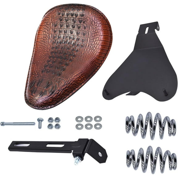 ALL-CARB Brown Pu Leather Motorcycle Solo Seat Spring with Base Plate Bracket Kit Replacement for Honda Yamaha Suzuki Kawasaki Shadow Spirit ACE VT 1100 750