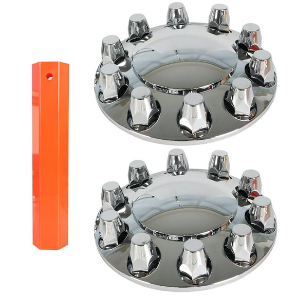 ALL-CARB Chrome Front Wheel Covers Hub Axle Plastic ABS 33mm Nut Covers 1 Pair for 22.5 in & 24.5 in Semi Truck Wheels